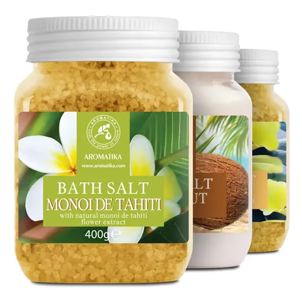 Набір солей для ванн «Моной де Таїті», «Кокос», «Ваніль» 3 шт x 400 г Ароматика
