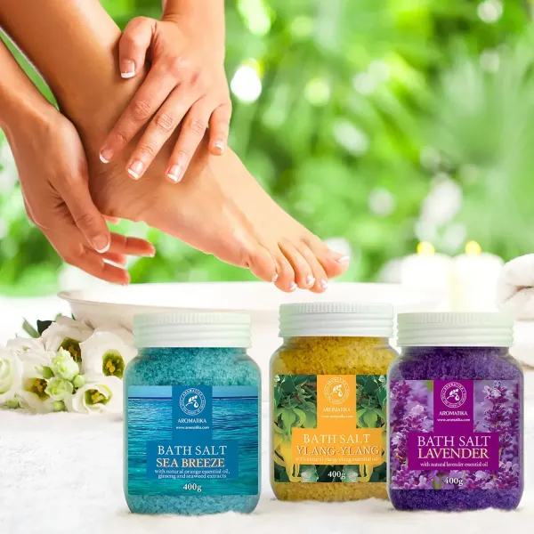 Набір солей для ванн «Морський бриз», «Іланг-іланг», «Лаванда» 3 шт x 400 г Ароматика