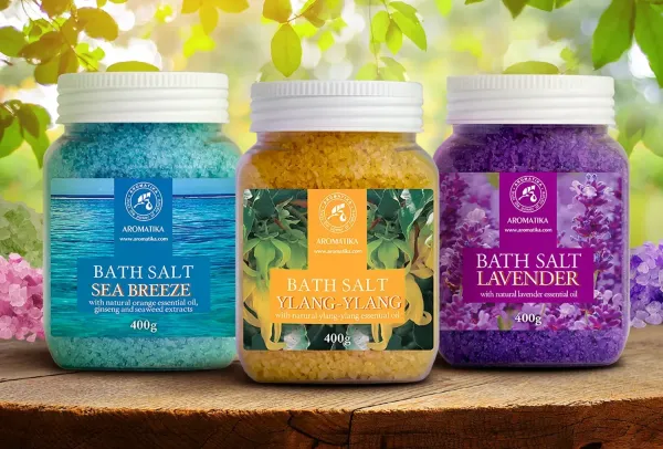 Набір солей для ванн «Морський бриз», «Іланг-іланг», «Лаванда» 3 шт x 400 г Ароматика