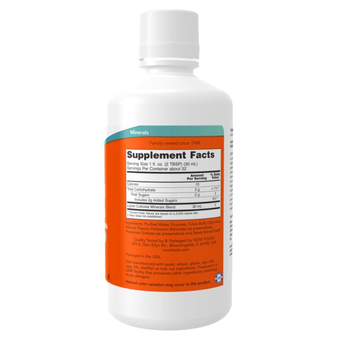 Колоїдні мікромінерали з фульвовою кислотою та смаком малини NOW® - 32oz