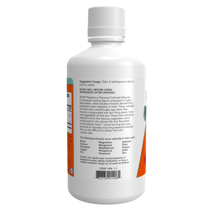 Колоїдні мікромінерали з фульвовою кислотою та смаком малини NOW® - 32oz
