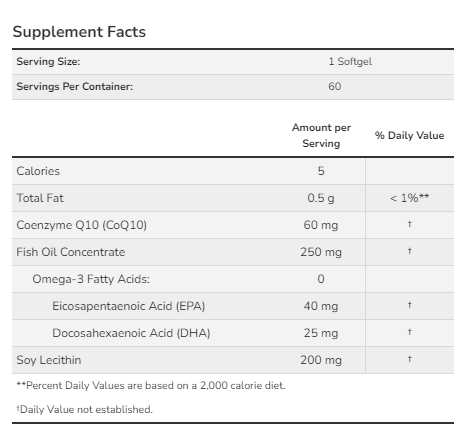 CoQ10 60mg with Omega-3 - 60 sgels