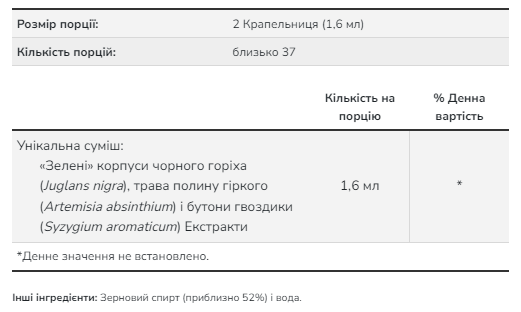 "Green" Black Walnut Wormwood Complex - 2 oz