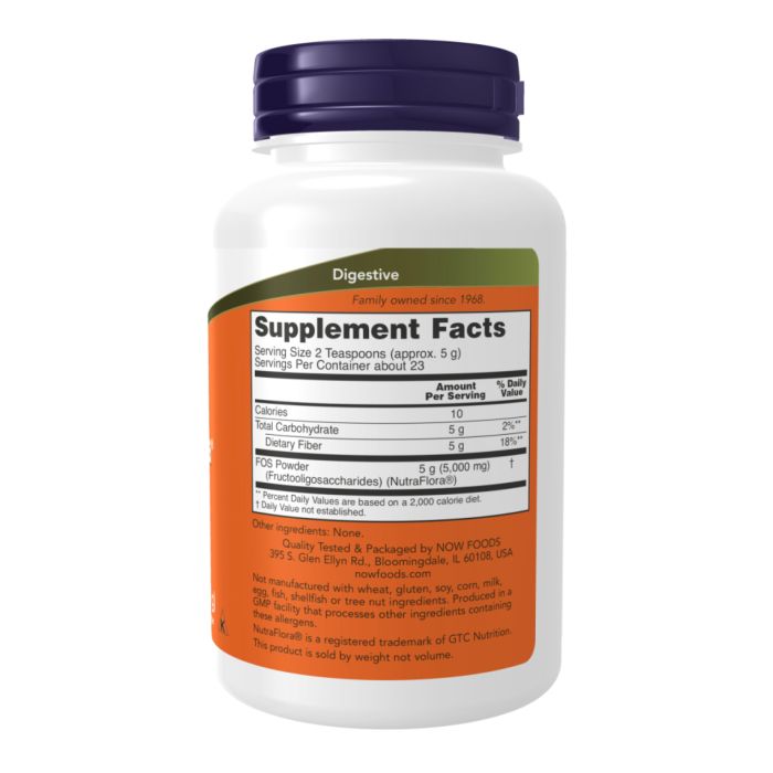 NutraFlora FOS – пребіотична клітковина для здоров’я травлення від NOW Foods - 113g