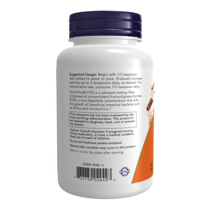NutraFlora FOS – пребіотична клітковина для здоров’я травлення від NOW Foods - 113g