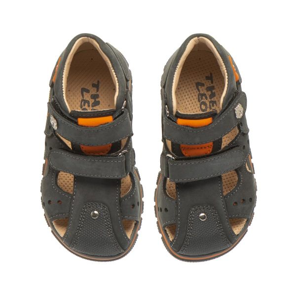 Ортопедичні босоніжки для хлопчиків, графітовий/помаранчевий (арт. LEO-T007 SM),  Theo Leo (Туреччина)