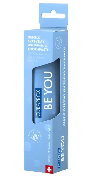 Освітлююча зубна паста Curaprox Be You Blue, блакитного кольору, 60 мл., RDA - 50 Смак: Ожина & Лакриця