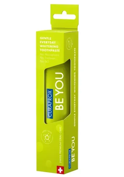 Освітлююча зубна паста Curaprox Be You Green, салатового кольору, 60 мл., RDA - 50 Смак: Яблуко & Алое