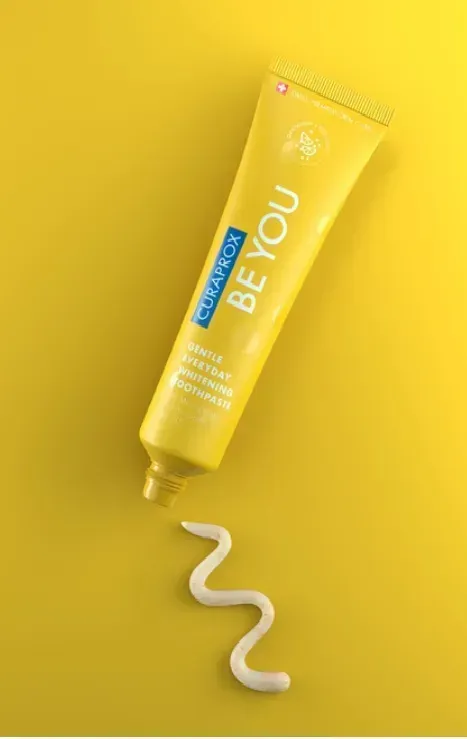 Освітлююча зубна паста Curaprox Be You Yellow, жовтого кольору, 60 мл. , RDA - 50 Смак: Грейпфрут & Бергамот