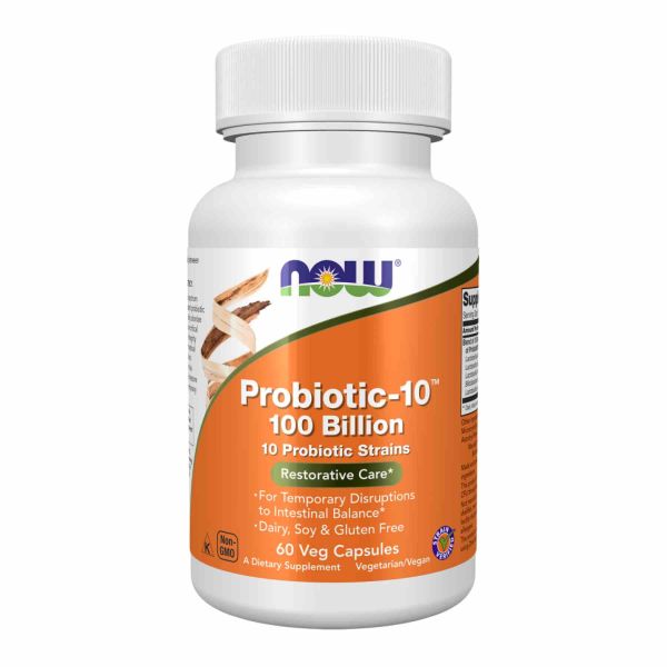 Probiotic-10™ 100 Billion NOW — Потужна підтримка кишкової флори та травлення - 60 vcaps