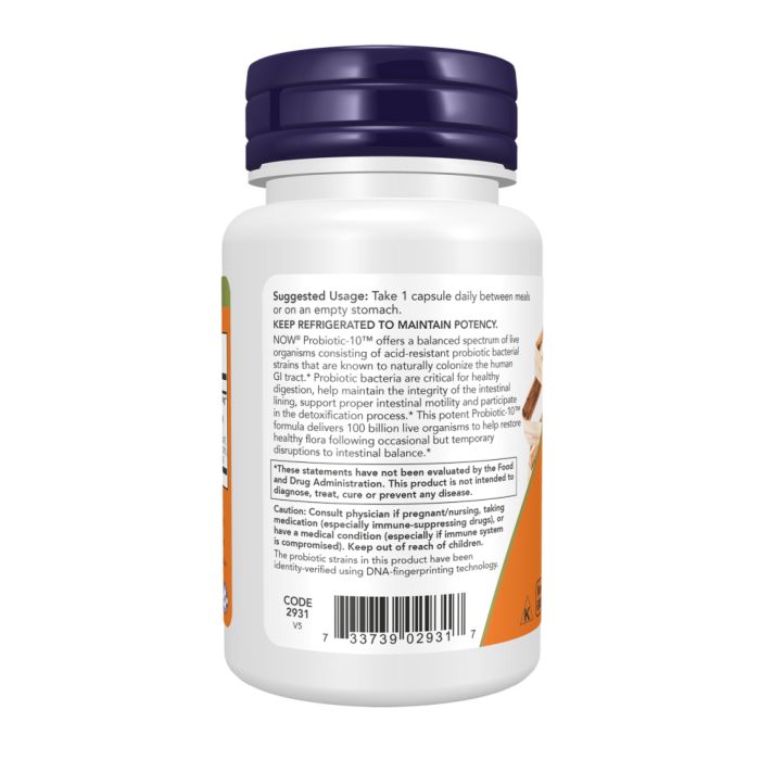 Probiotic-10™ 100 Billion NOW — Потужна підтримка кишкової флори та травлення - 60 vcaps