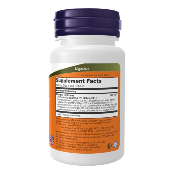 Probiotic-10™ 25 Billion NOW — Комплексная поддержка здоровья кишечника и иммунной системы - 100 vcaps