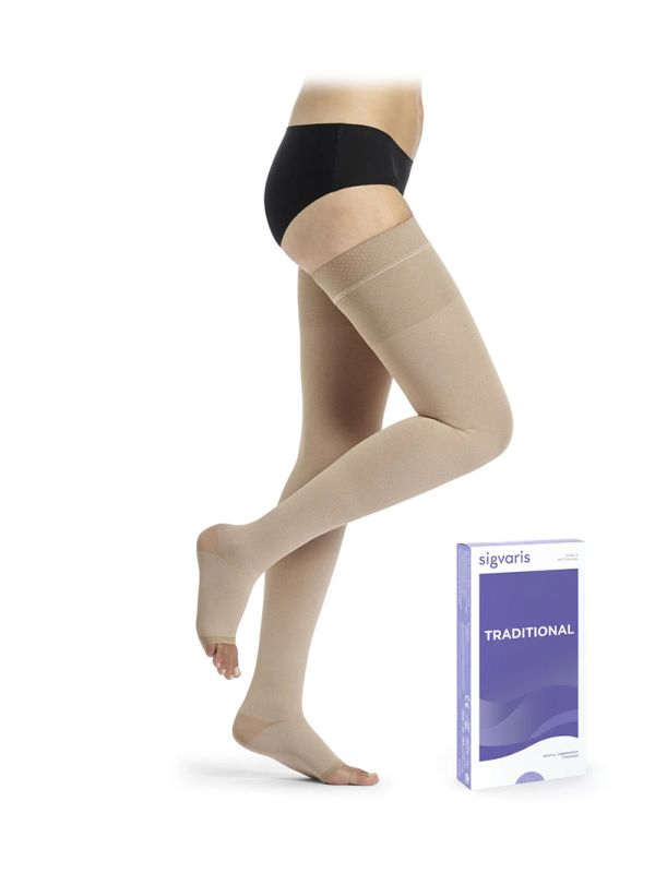 Панчохи компресійні з силіконовим фіксатором, серія Specialities Traditional, відкритий мисок, II клас компресії Sigvaris
