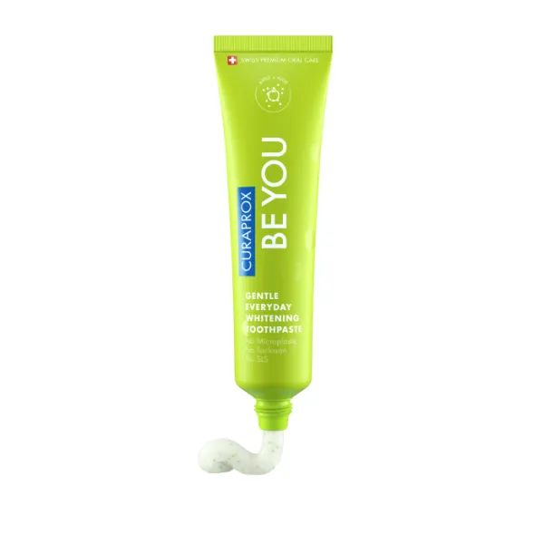 Відбілююча зубна паста Curaprox Be You Green, салатового кольору, 10 мл., RDA - 50 Смак: Яблуко & Алое