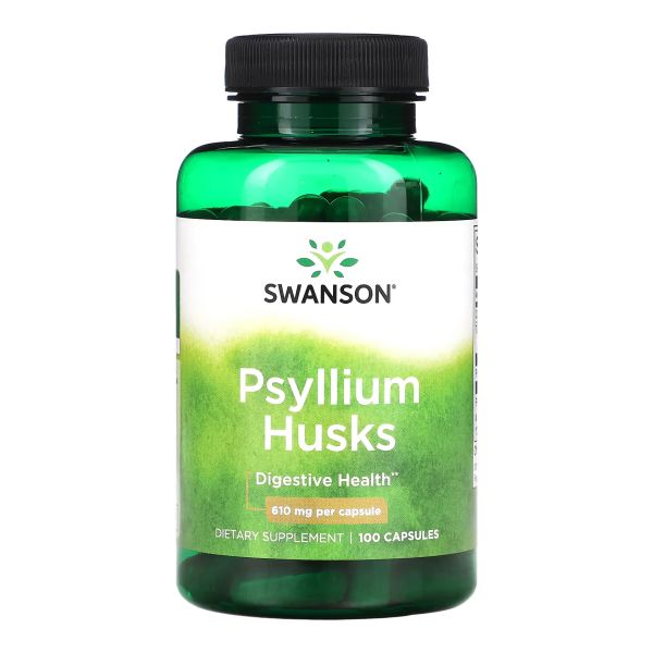 Подорожник лушпиння, Psyllium Husks, Swanson 610 мг – для травлення та серця - 100 caps