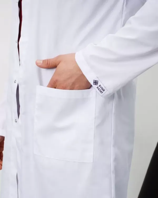 Халат медичний чоловічий Амстердам колір білий-сірий