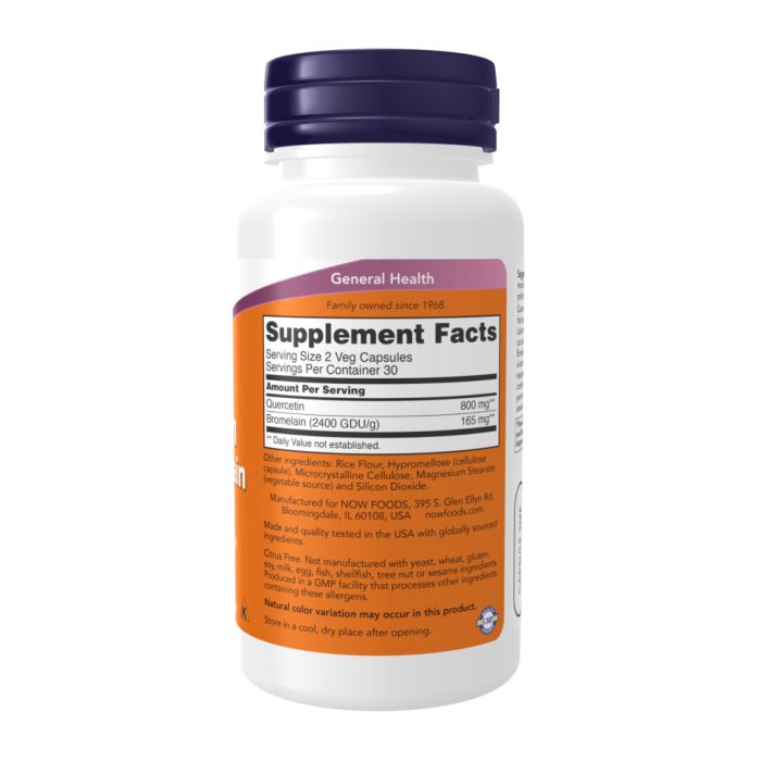 NOW® Quercetin with Bromelain – захист для дихальної системи та сезонного імунітету - 240 vcaps