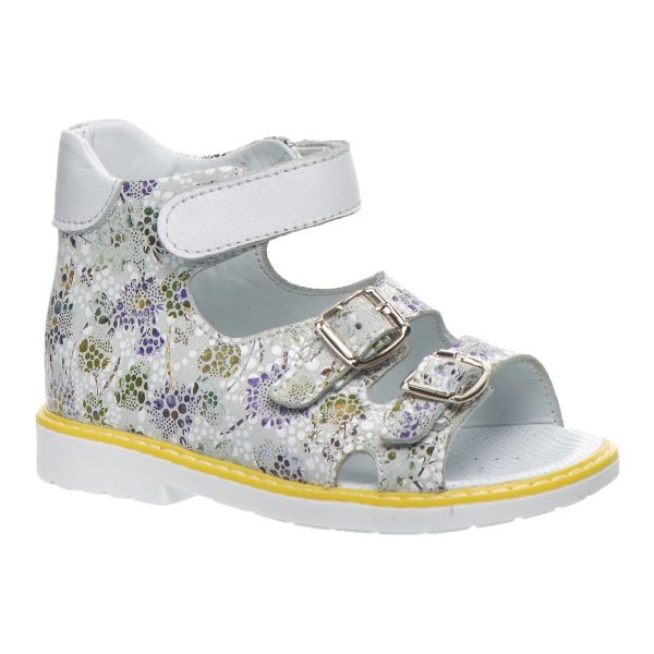 Сандалі ортопедичні для дівчинки, білий/мікс/жовтий (арт.LEO-S687 WH), Theo Leo (Туреччина)