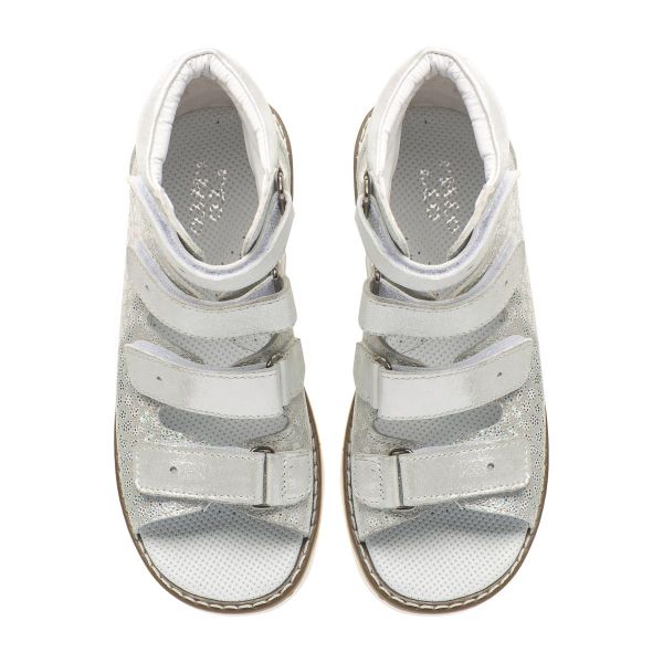 Сандалі ортопедичні для дівчинки, білий/срібний (арт.LEO-2213 WH-SIL), Theo Leo (Туреччина)