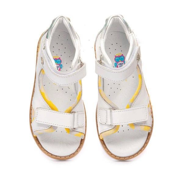 Сандалі ортопедичні для дівчинки, білий/жовтий (арт.LEO-1226), Theo Leo (Туреччина)
