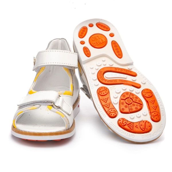 Сандалі ортопедичні для дівчинки, білий/жовтий (арт.LEO-1226), Theo Leo (Туреччина)