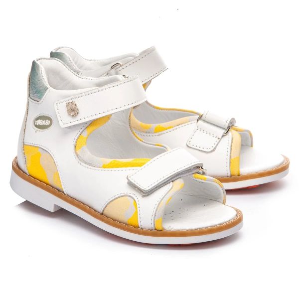 Сандалі ортопедичні для дівчинки, білий/жовтий (арт.LEO-1226), Theo Leo (Туреччина)