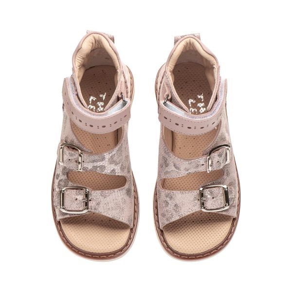 Сандалі ортопедичні для дівчинки, пудра/принт леопард (арт. LEO-283 POW), Theo Leo (Туреччина)