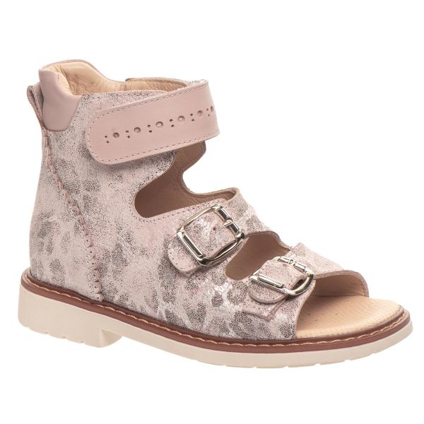 Сандалі ортопедичні для дівчинки, пудра/принт леопард (арт. LEO-283 POW), Theo Leo (Туреччина)