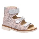 Сандалі ортопедичні для дівчинки, пудра/срібний (арт.LEO-297 POW-SIL), Theo Leo (Туреччина)