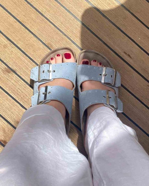 Шлепанцы ортопедические женские Honolulu, голубой/велюр, G106249, TM Genuins (Испания)