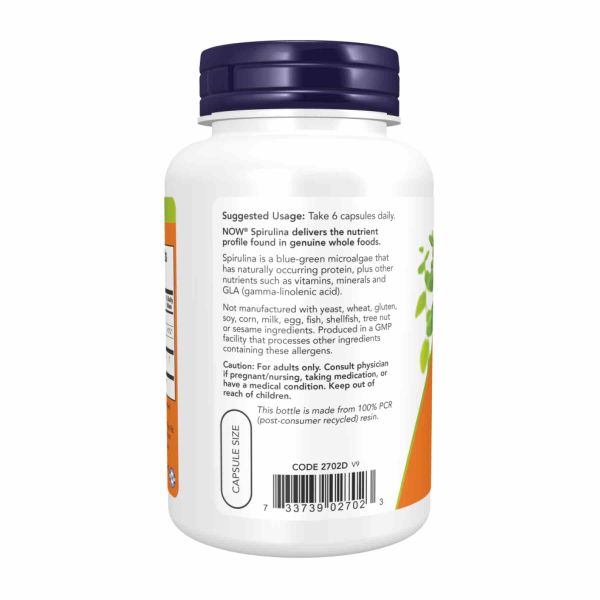 Spirulina 500 мг NOW - Богатый питательными веществами суперфуд для здоровья - 120 vcaps