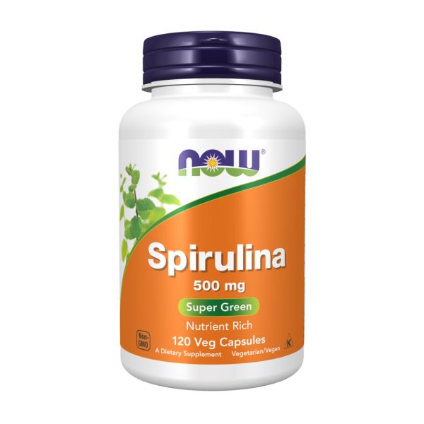 Spirulina 500 мг NOW — Багатий на поживні речовини суперфуд для здоров’я - 120 vcaps