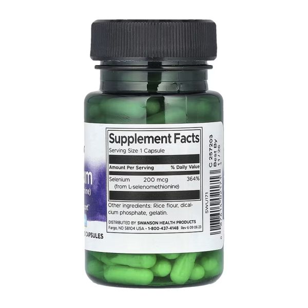 Swanson SeMSC Selenium – Селен для клітинного захисту, простати, щитовидки та імунітету 200 мг - 120caps
