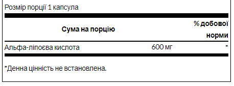 Спец Витамины Swanson Alpha Lipoic Acide 600mg - 60cap