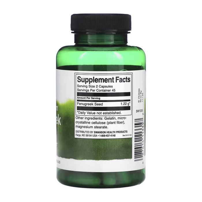 Swanson Fenugreek – Пажитник для глюкози, травлення і жіночого балансу 610 мг - 90 cap