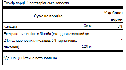 Swanson Ginkgo Biloba 120 мг Designed-Release – для пам’яті та концентрації - 100 veg caps
