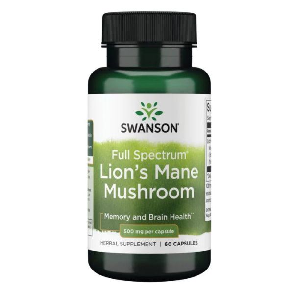 Swanson Lion’s Mane Mushroom – Левова грива для когнітивної підтримки та нервової системи 500mg - 60caps