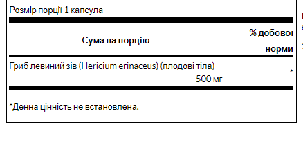 Swanson Lion’s Mane Mushroom – Левова грива для когнітивної підтримки та нервової системи 500mg - 60caps