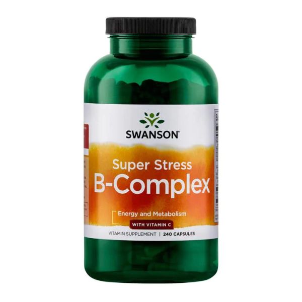 Swanson Super Stress B-Complex – Вітаміни групи B + C для боротьби зі стресом та підтримки імунітету - 240 caps