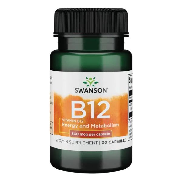 Swanson Vitamin B12 – Вітамін B12 для енергії, серця та нервової системи 500mcg - 30caps