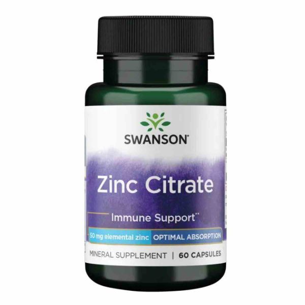 Swanson Zinc Citrate 50 мг – Цинк для імунітету та засвоєння - 60caps