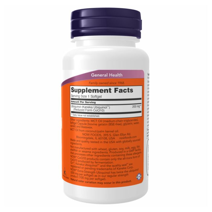 NOW Ubiquinol – активна форма CoQ10 для здоров’я серця та енергії клітин 200 мг - 60 sgels