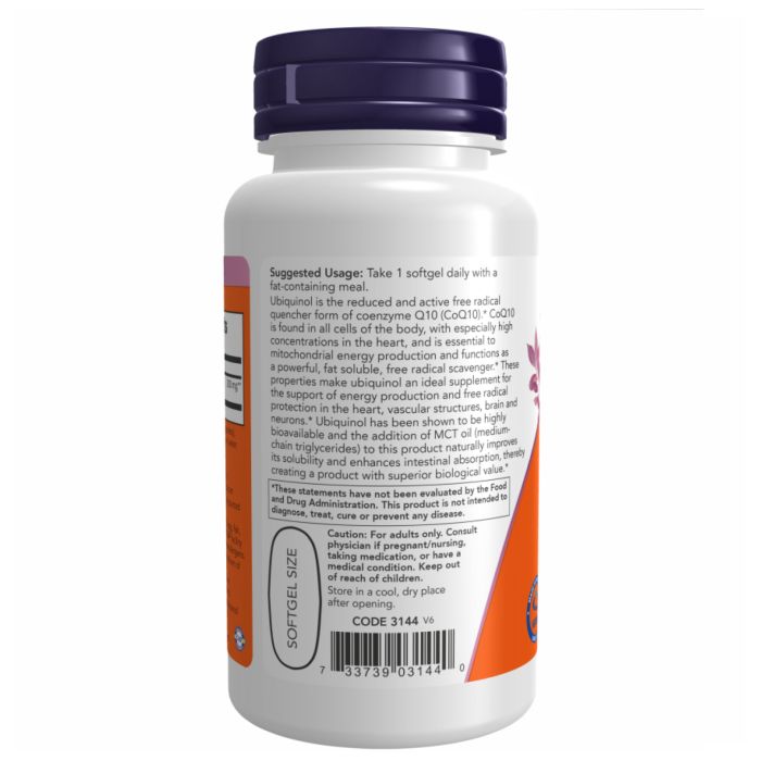 NOW Ubiquinol – активна форма CoQ10 для здоров’я серця та енергії клітин 200 мг - 60 sgels