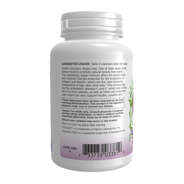 Vegan Hair, Skin & Nails NOW — Комплексна підтримка краси для волосся, шкіри та нігтів - 90 vcaps