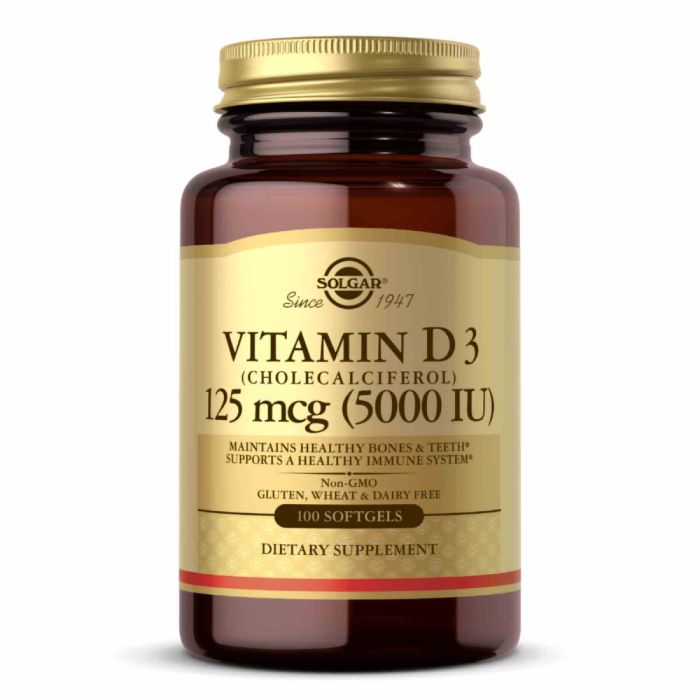 Vitamin D3 Cholecalciferol 125 mcg 5000 IU - 100 softgels Vitamin D3 Cholecalciferol 125 mcg 5000 IU - 100 softgels