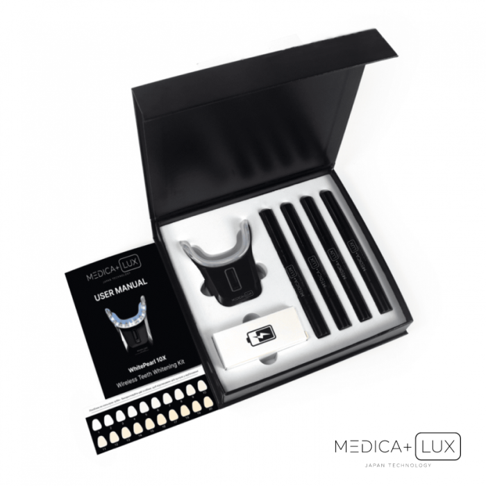 Набір ультразвукової зубної щітки Medica+ PROBRUSH 9.0 black + Відбілювальна капа для зубів Medica+ WhitePearl 10X Black