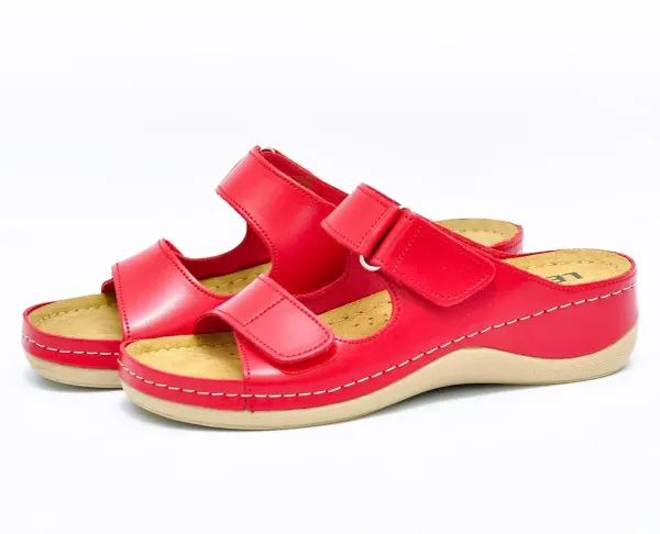Женские шлепанцы Leon Красный 905-red ортопедия