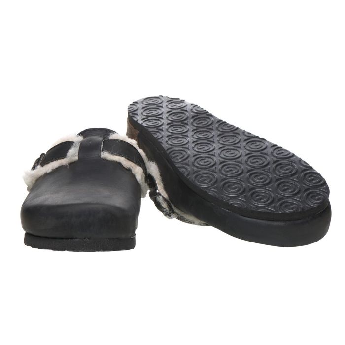 Жіночі шкіряні сабо "Rim" (чорний/хутро) Жіночі шкіряні сабо "Rim" (чорний/хутро)