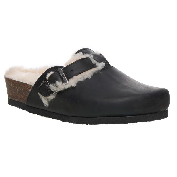 Жіночі шкіряні сабо "Rim" (чорний/хутро) Жіночі шкіряні сабо "Rim" (чорний/хутро)