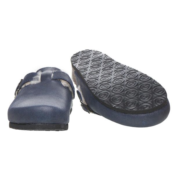 Женские кожаные сабо "Rim" (синий/мех)